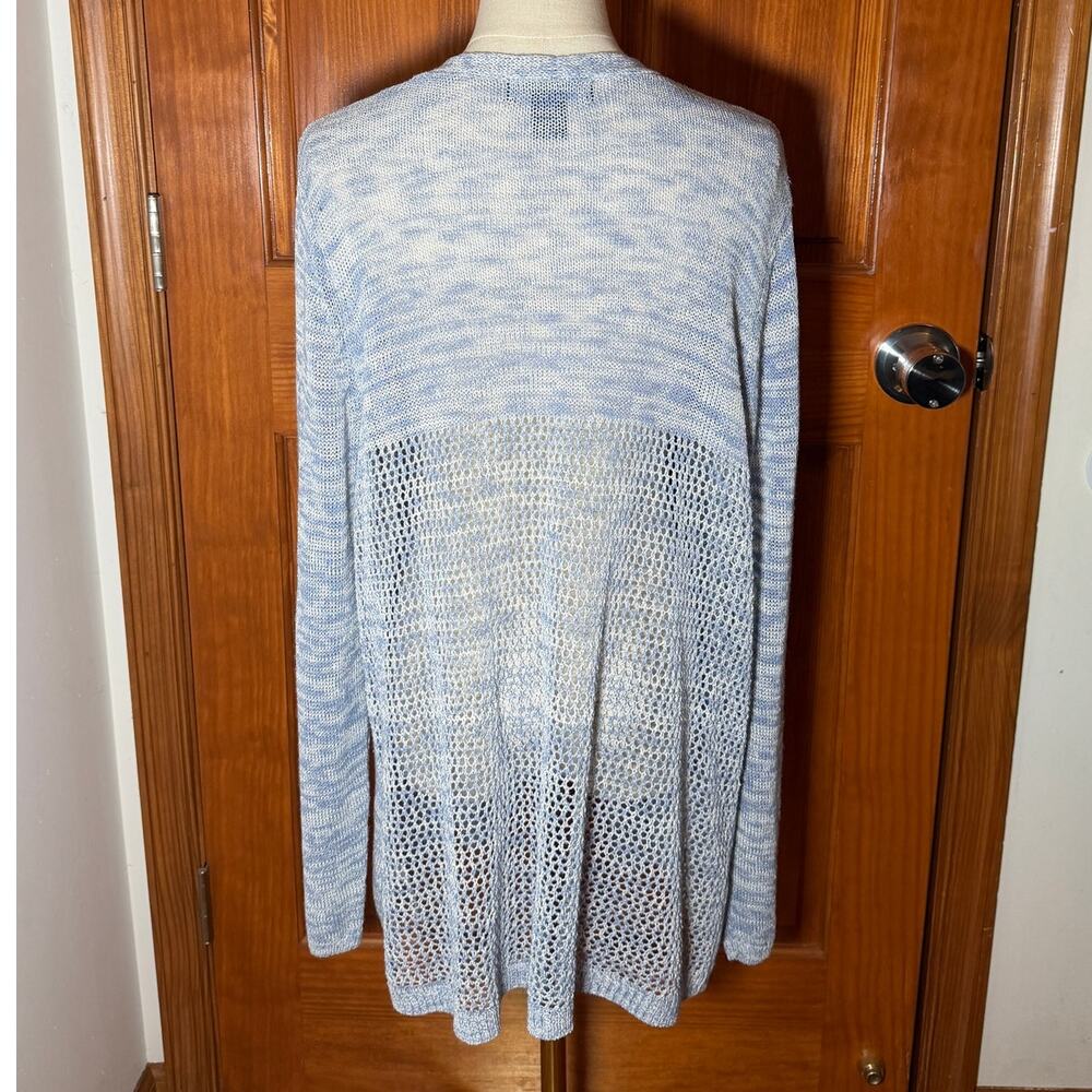 Tahari Melange Open Front Linen Blend Cardigan Size XL